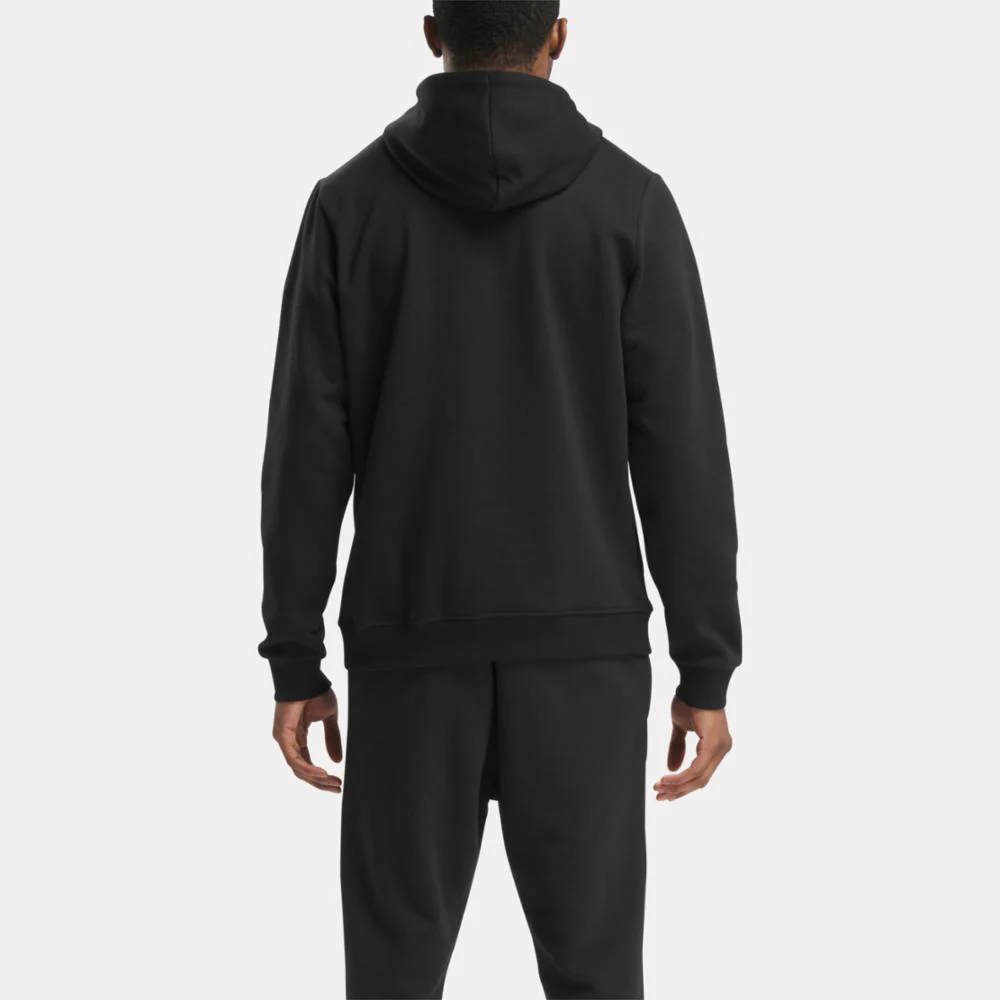 Reebok Apparel Men Reebok Identity Fleece Stacked Logo Pullover Hoodie BLACK - Image 3