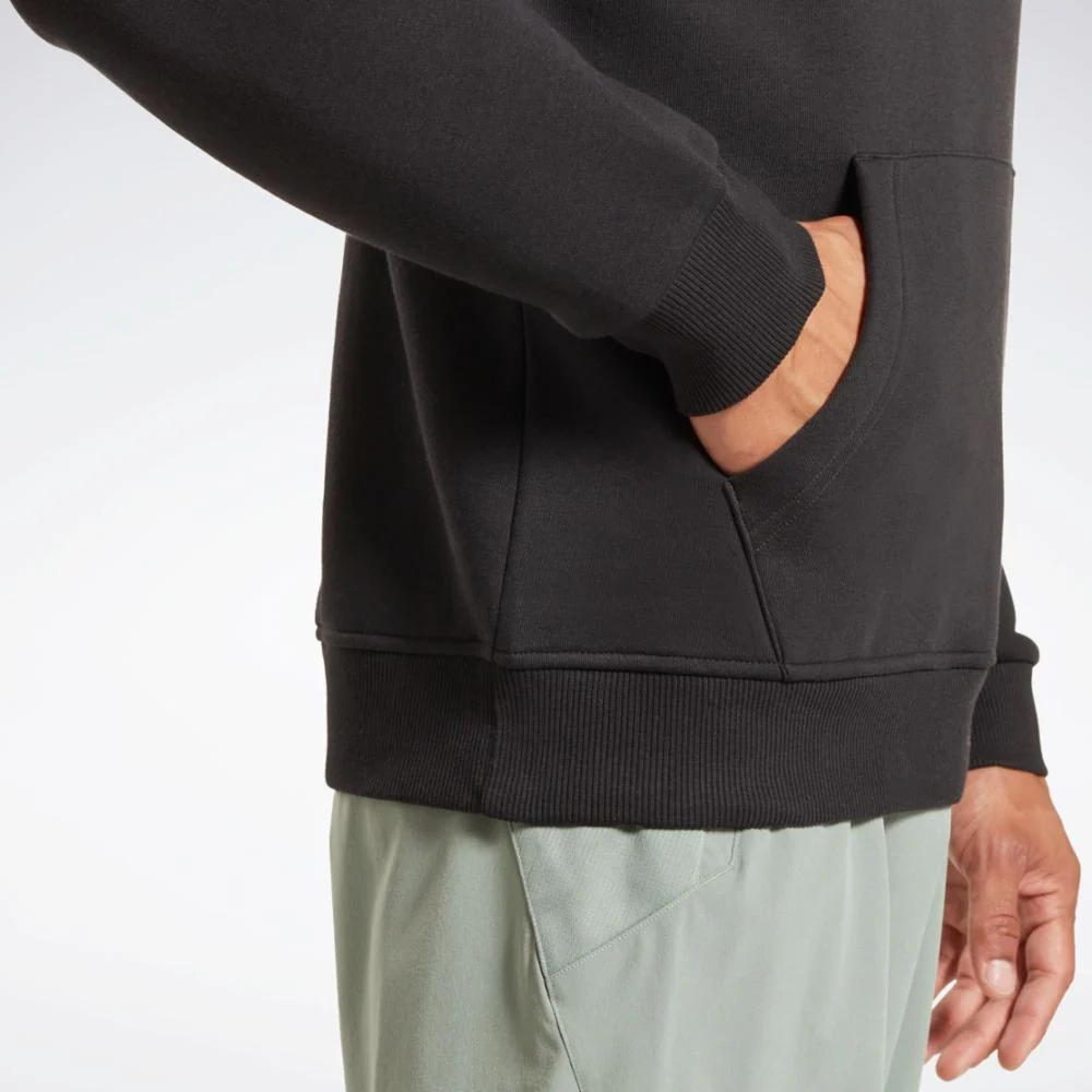 Reebok Apparel Men Reebok Identity Fleece Stacked Logo Pullover Hoodie BLACK - Image 4