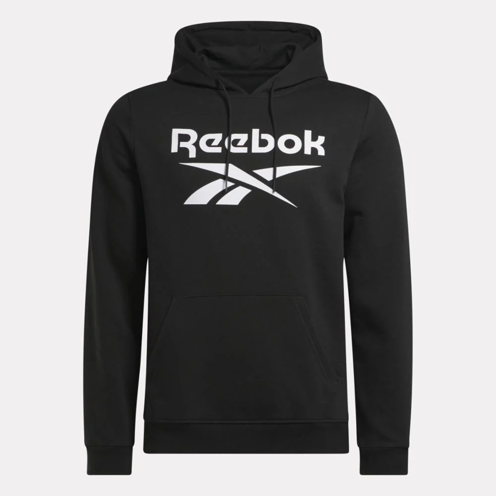 Reebok Apparel Men Reebok Identity Fleece Stacked Logo Pullover Hoodie BLACK - Image 5