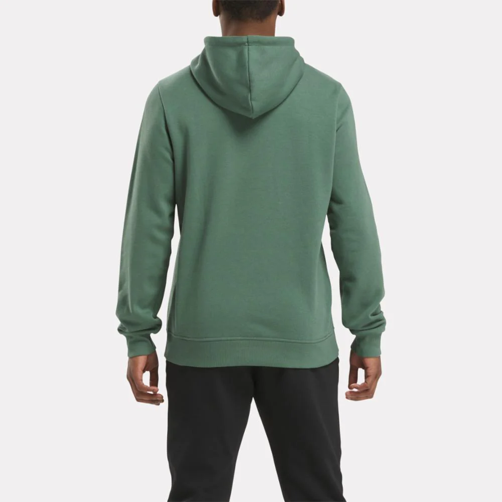 Reebok Apparel Men Reebok Identity Fleece Stacked Logo Pullover Hoodie ESCAPE GREEN - Image 3