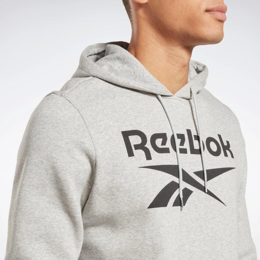 Reebok Apparel Men Reebok Identity Fleece Stacked Logo Pullover Hoodie MGREYH - Image 3