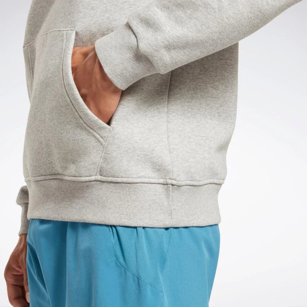 Reebok Apparel Men Reebok Identity Fleece Stacked Logo Pullover Hoodie MGREYH - Image 4