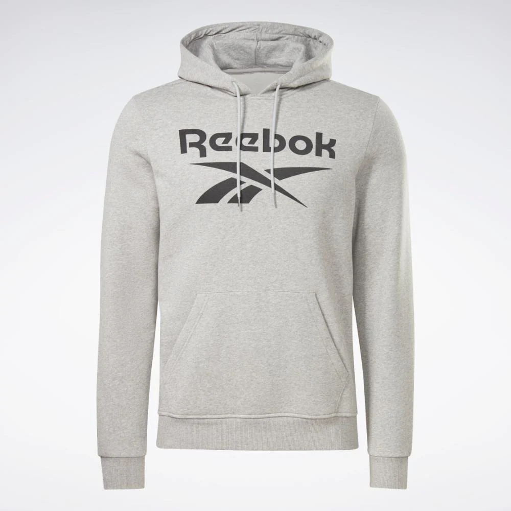 Reebok Apparel Men Reebok Identity Fleece Stacked Logo Pullover Hoodie MGREYH - Image 5