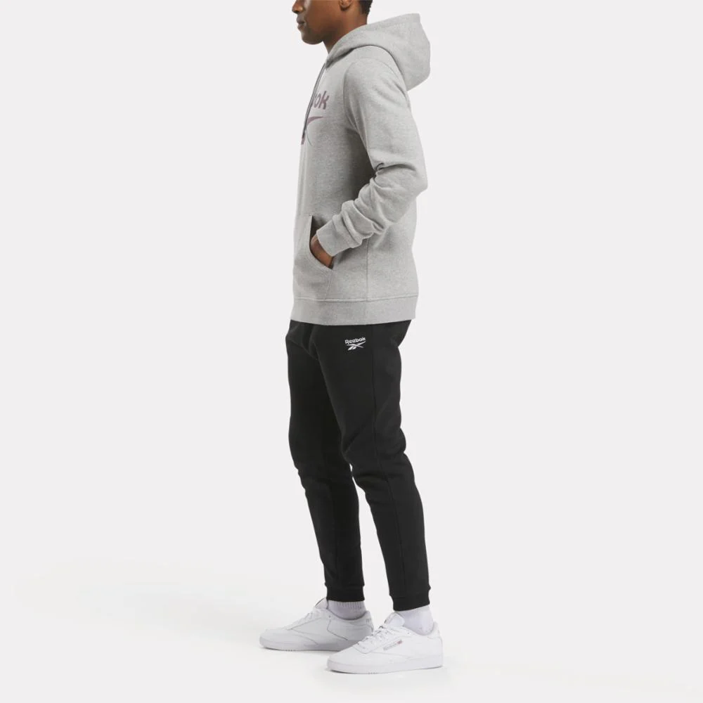 Reebok Apparel Men Reebok Identity Fleece Stacked Logo Pullover Hoodie MGREYH/MIDNIGHT PLUM - Image 2