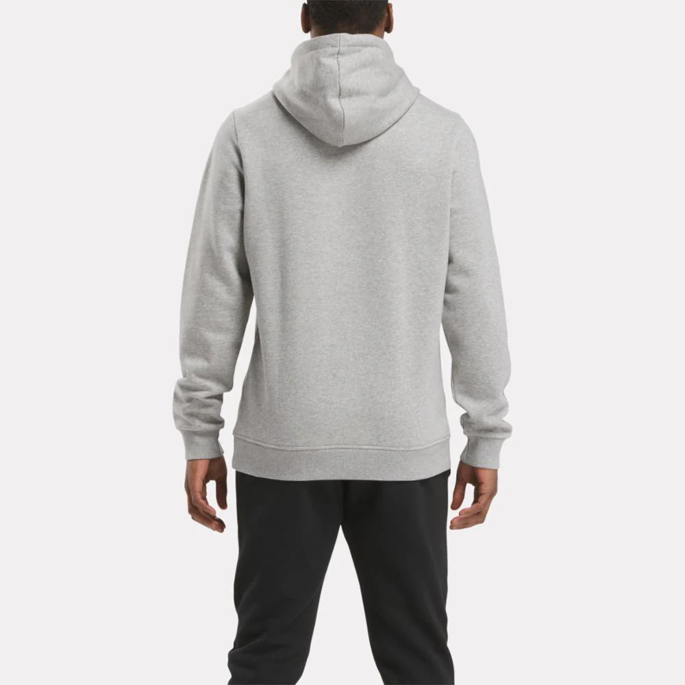 Reebok Apparel Men Reebok Identity Fleece Stacked Logo Pullover Hoodie MGREYH/MIDNIGHT PLUM - Image 3