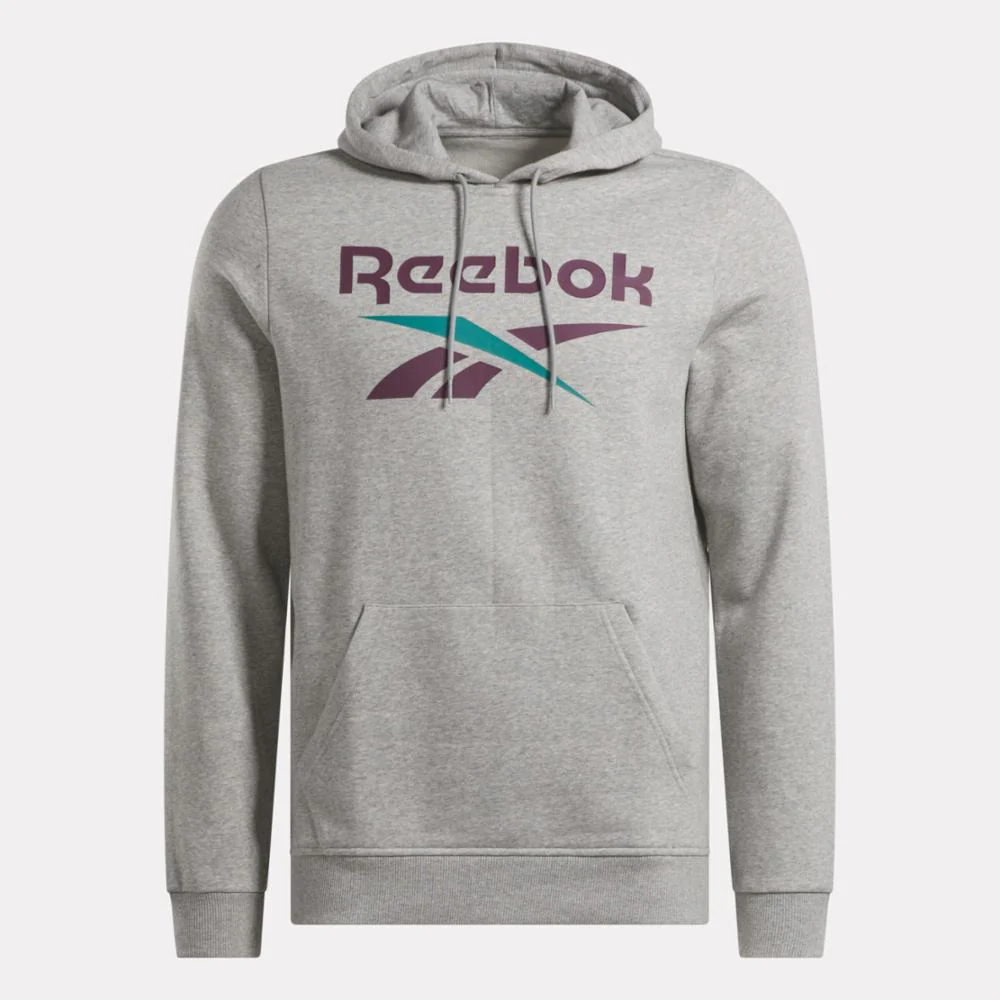 Reebok Apparel Men Reebok Identity Fleece Stacked Logo Pullover Hoodie MGREYH/MIDNIGHT PLUM - Image 4
