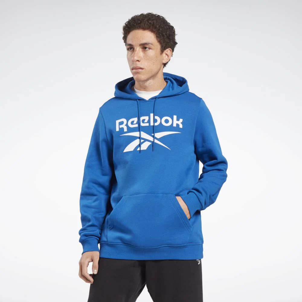 Reebok Apparel Men Reebok Identity Fleece Stacked Logo Pullover Hoodie VECTOR BLUE - Image 2