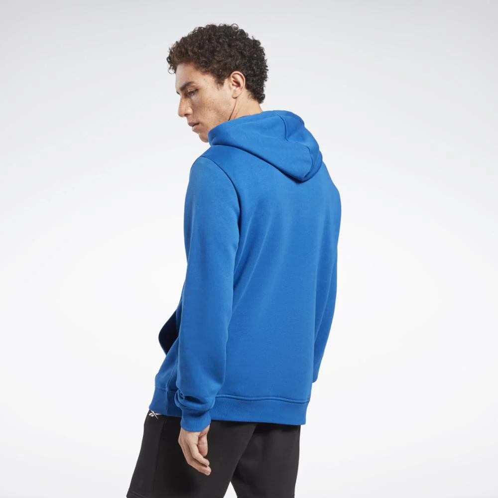 Reebok Apparel Men Reebok Identity Fleece Stacked Logo Pullover Hoodie VECTOR BLUE - Image 3