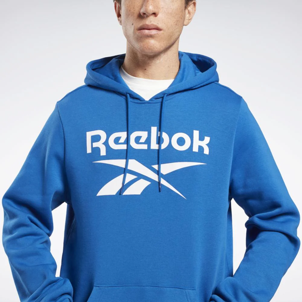 Reebok Apparel Men Reebok Identity Fleece Stacked Logo Pullover Hoodie VECTOR BLUE - Image 4