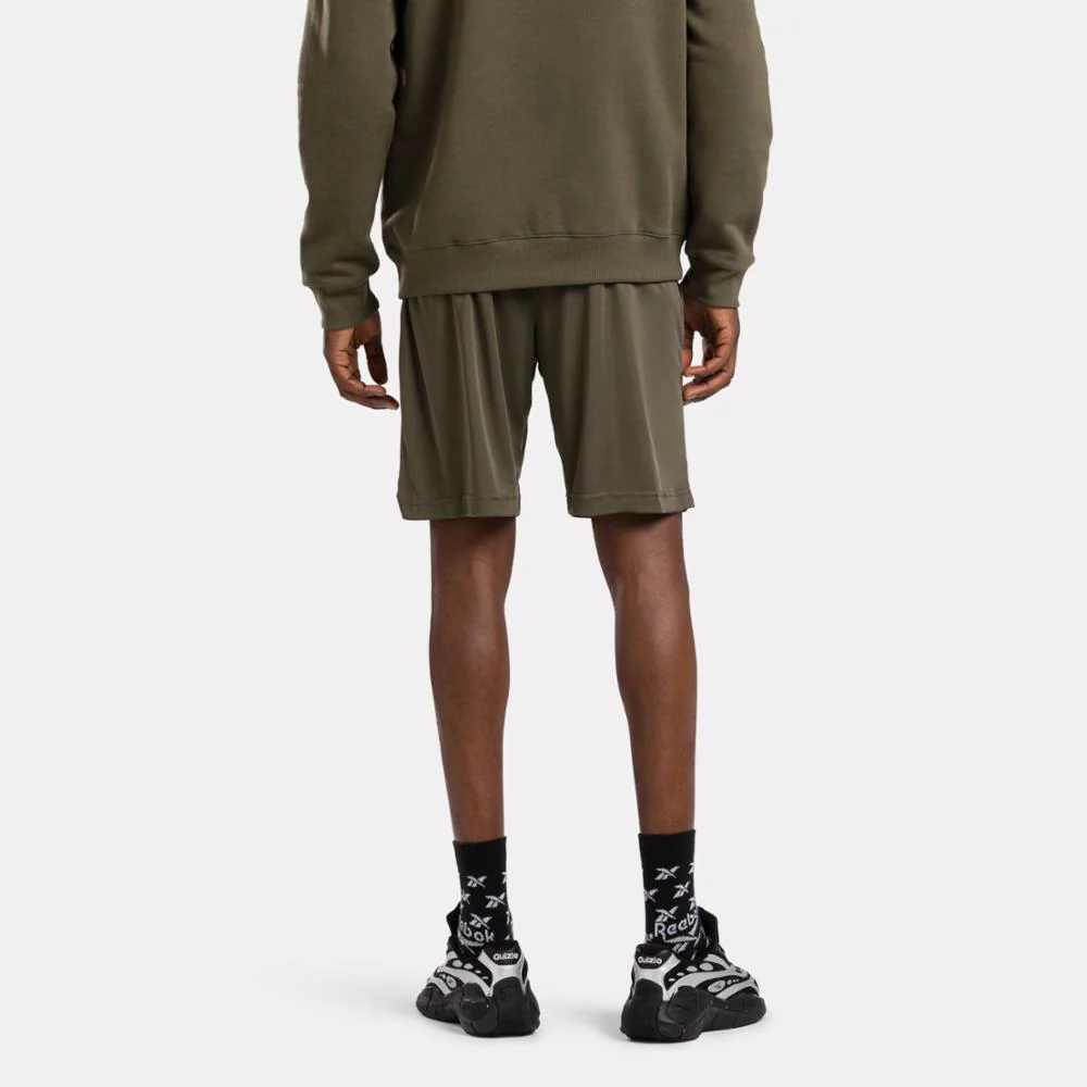 Reebok Apparel Men Reebok Identity Fleece Stacked Logo Sweatshirt ARMY GREEN - Image 3