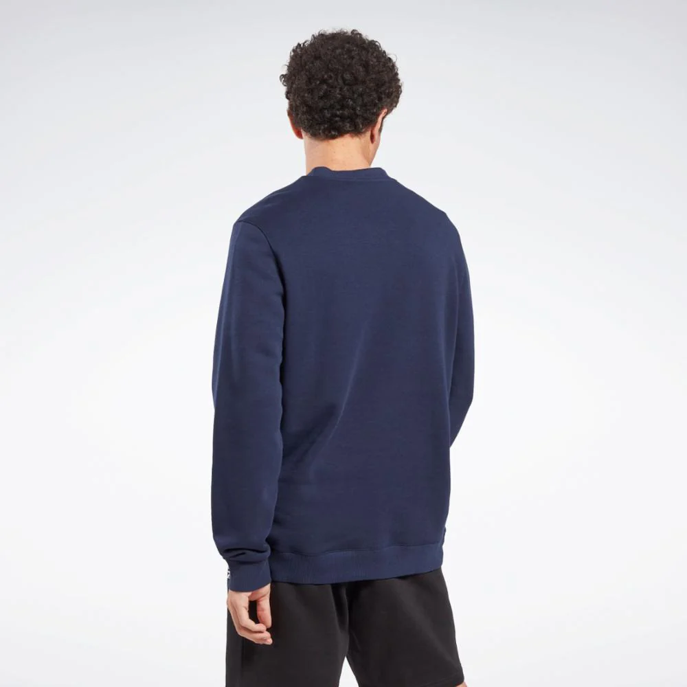 Reebok Apparel Men Reebok Identity Fleece Stacked Logo Sweatshirt VECTOR NAVY - Image 3