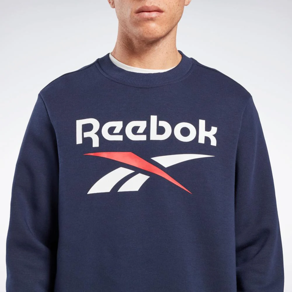 Reebok Apparel Men Reebok Identity Fleece Stacked Logo Sweatshirt VECTOR NAVY - Image 4