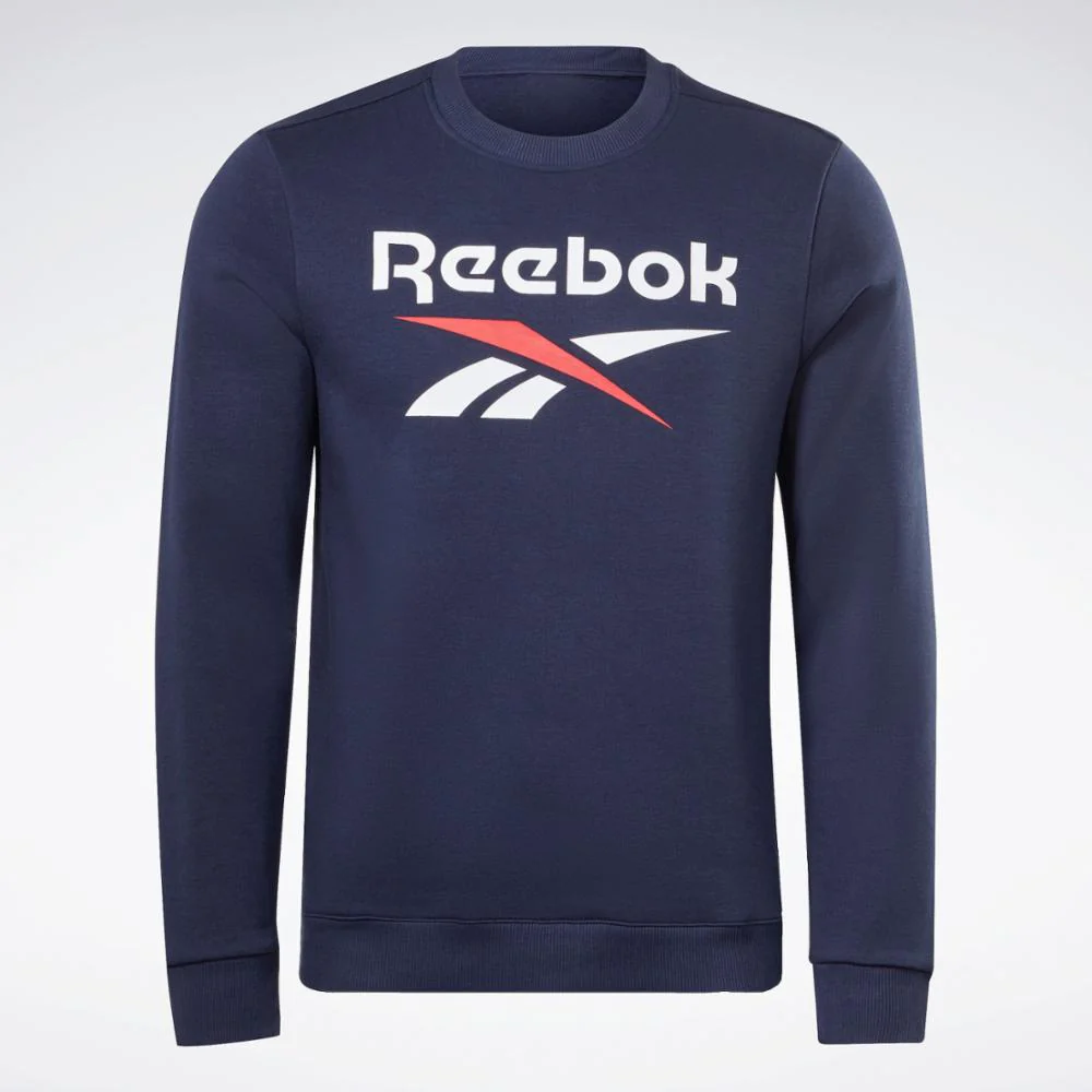 Reebok Apparel Men Reebok Identity Fleece Stacked Logo Sweatshirt VECTOR NAVY - Image 6