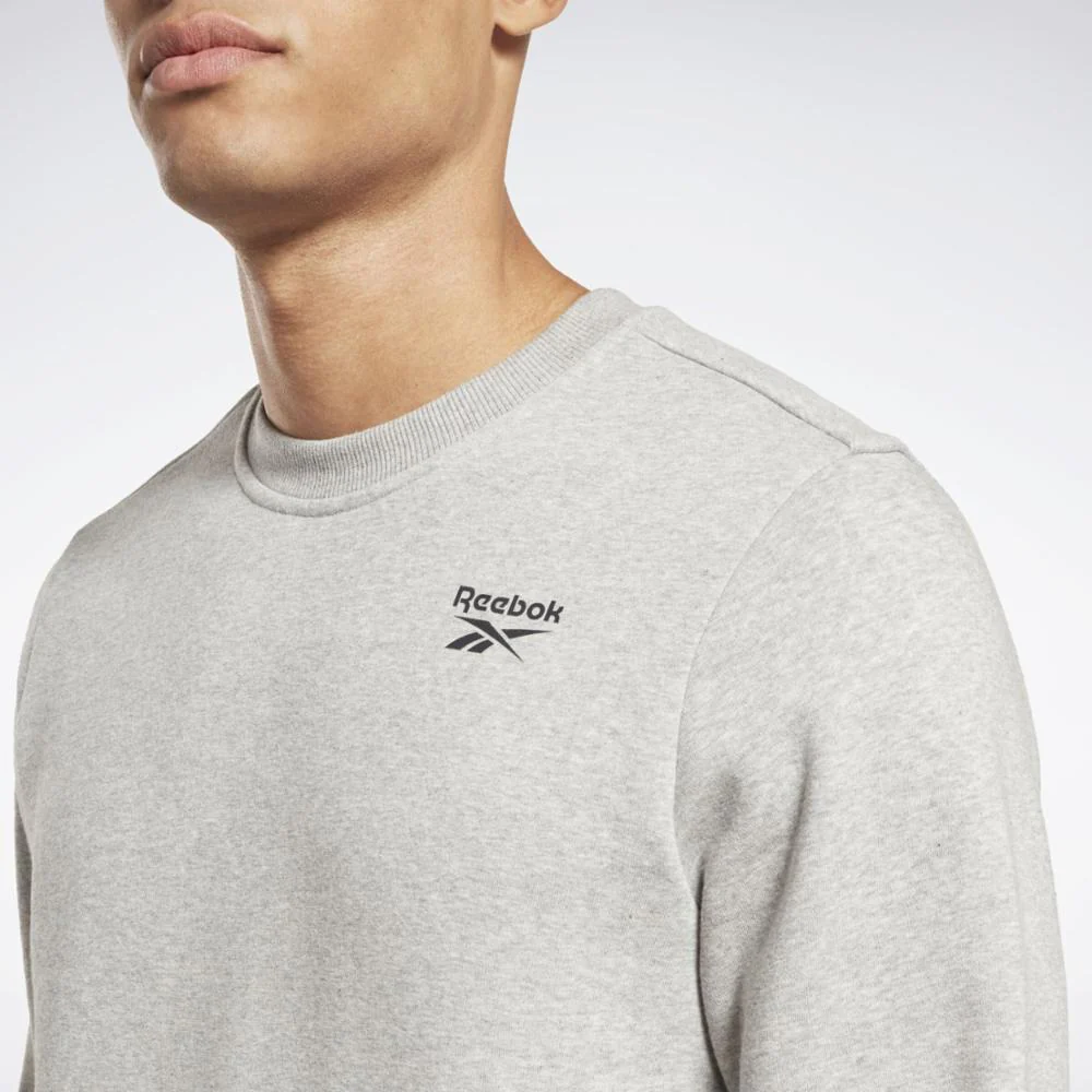Reebok Apparel Men Reebok Identity Fleece Vector Crew Sweatshirt MEDIUM GREY HEATHER - Image 4
