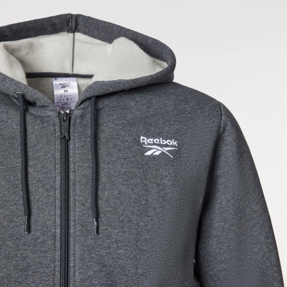 Reebok Apparel Men Reebok Identity Small Logo Fleece Full-Zip Hoodie DGREYH - Image 3