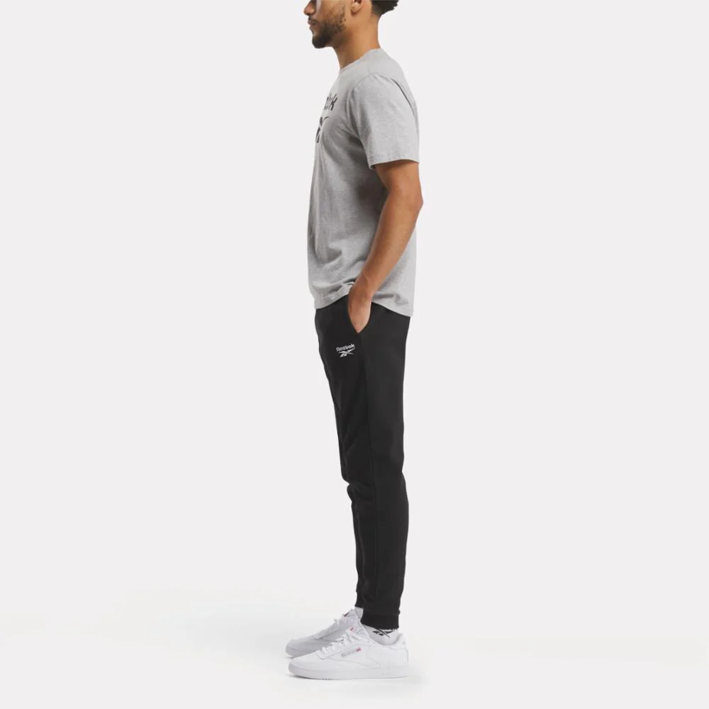 Reebok Apparel Men Reebok Identity Small Logo Fleece Joggers BLACK - Image 2