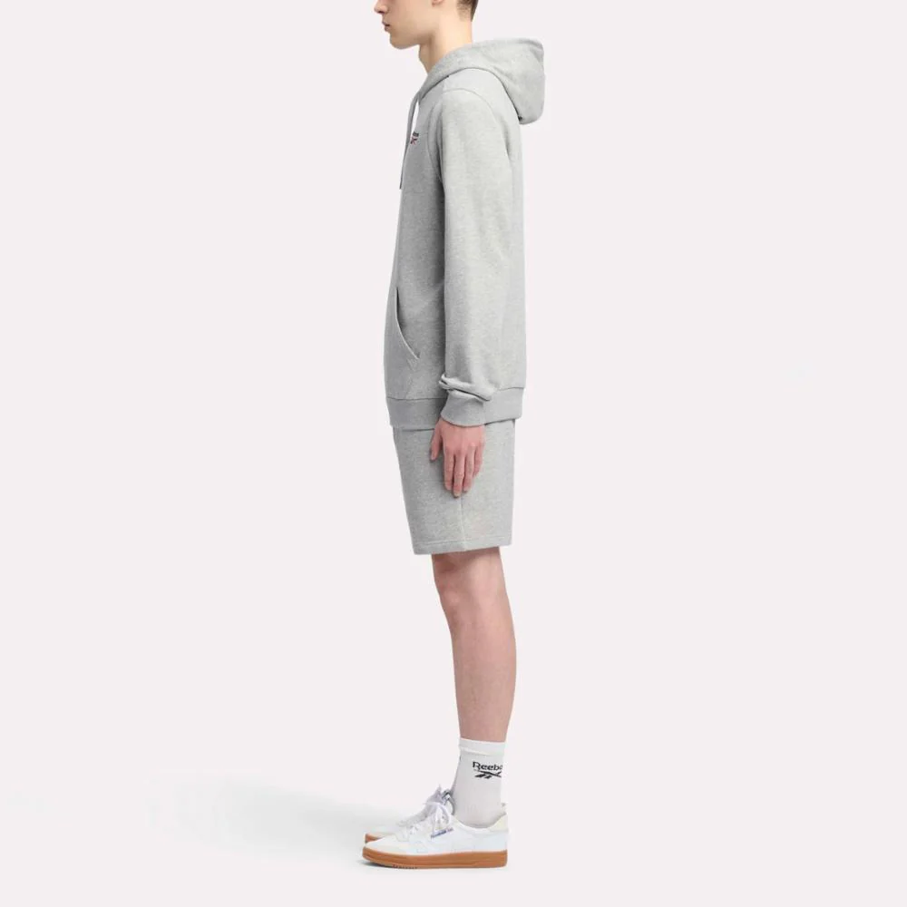 Reebok Apparel Men Reebok Identity Small Logo Hoodie MEDIUM GREY HEATHER/VECTOR RED - Image 2