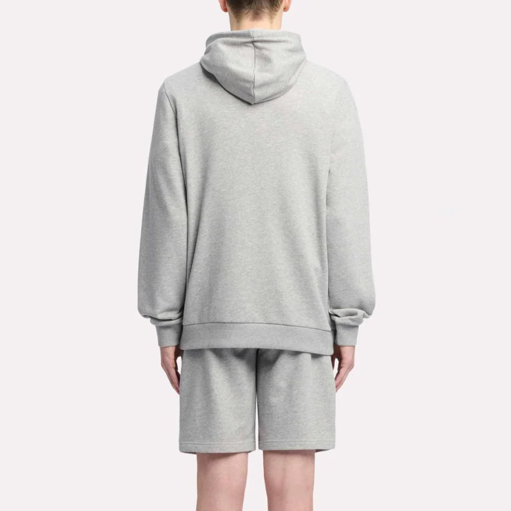 Reebok Apparel Men Reebok Identity Small Logo Hoodie MEDIUM GREY HEATHER/VECTOR RED - Image 3
