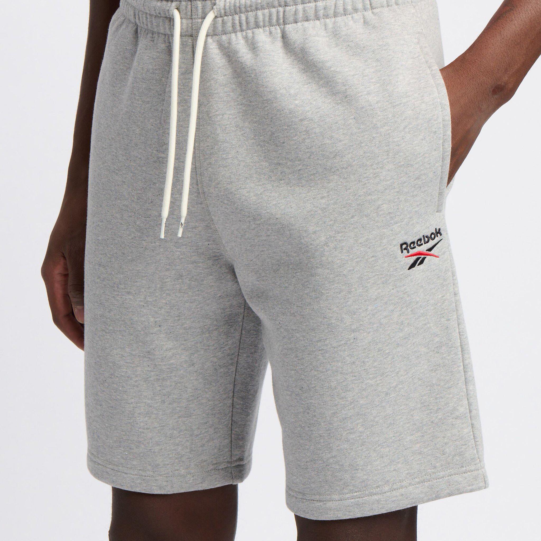 Reebok Apparel Men Reebok Identity Small Logo Sweat Shorts MEDIUM GREY HEATHER/VECTOR RED - Image 4