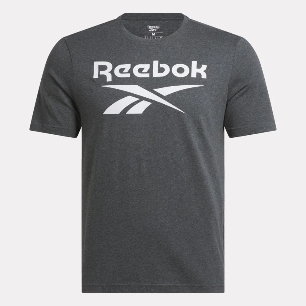 Reebok Apparel Men Reebok Identity Big Stacked Logo T-Shirt DARK GREY HEATHER - Image 4