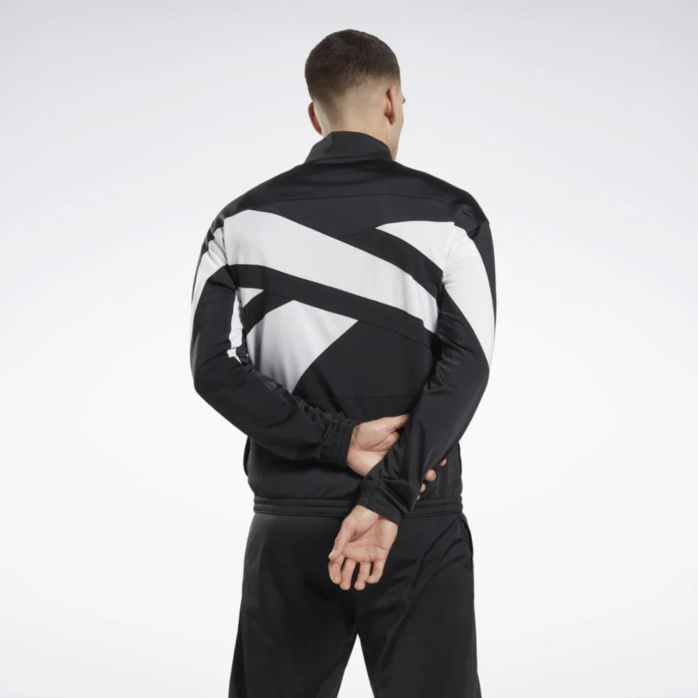 Reebok Apparel Men Reebok Identity Vector Knit Track Jacket NIGHT BLACK/WHITE - Image 3