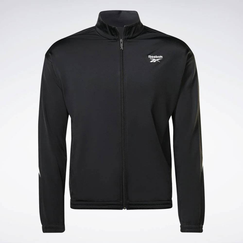 Reebok Apparel Men Reebok Identity Vector Knit Track Jacket NIGHT BLACK/WHITE - Image 6
