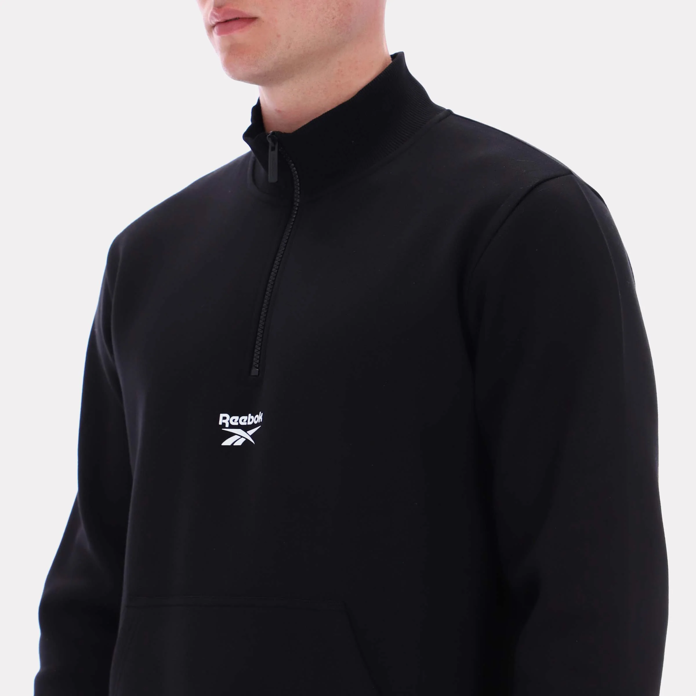 Reebok Apparel Men Reebok Quarter-Zip Sweatshirt BLACK - Image 3