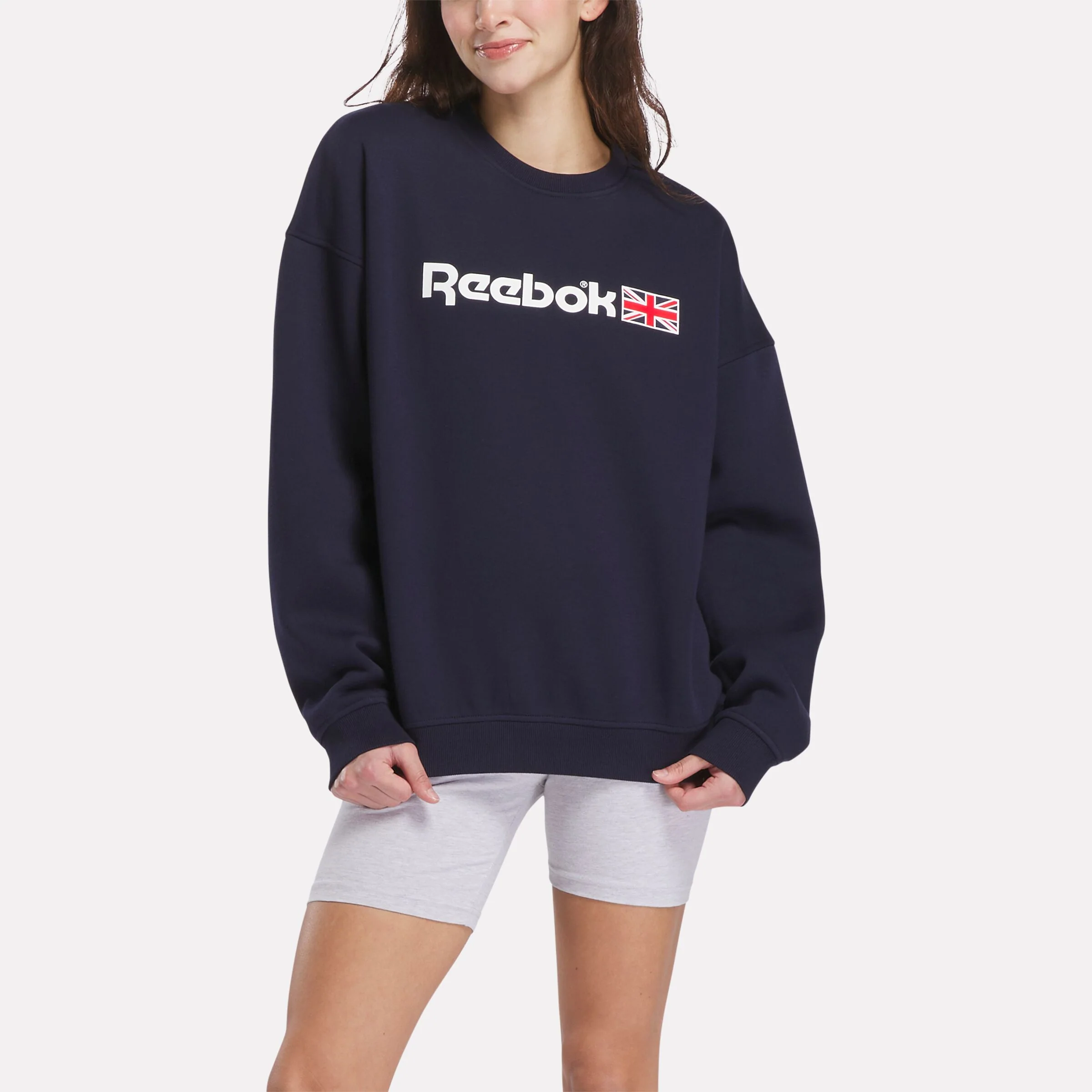 Reebok Apparel Women Relaxed Fit Crew Neck Sweatshirt VECTOR NAVY
