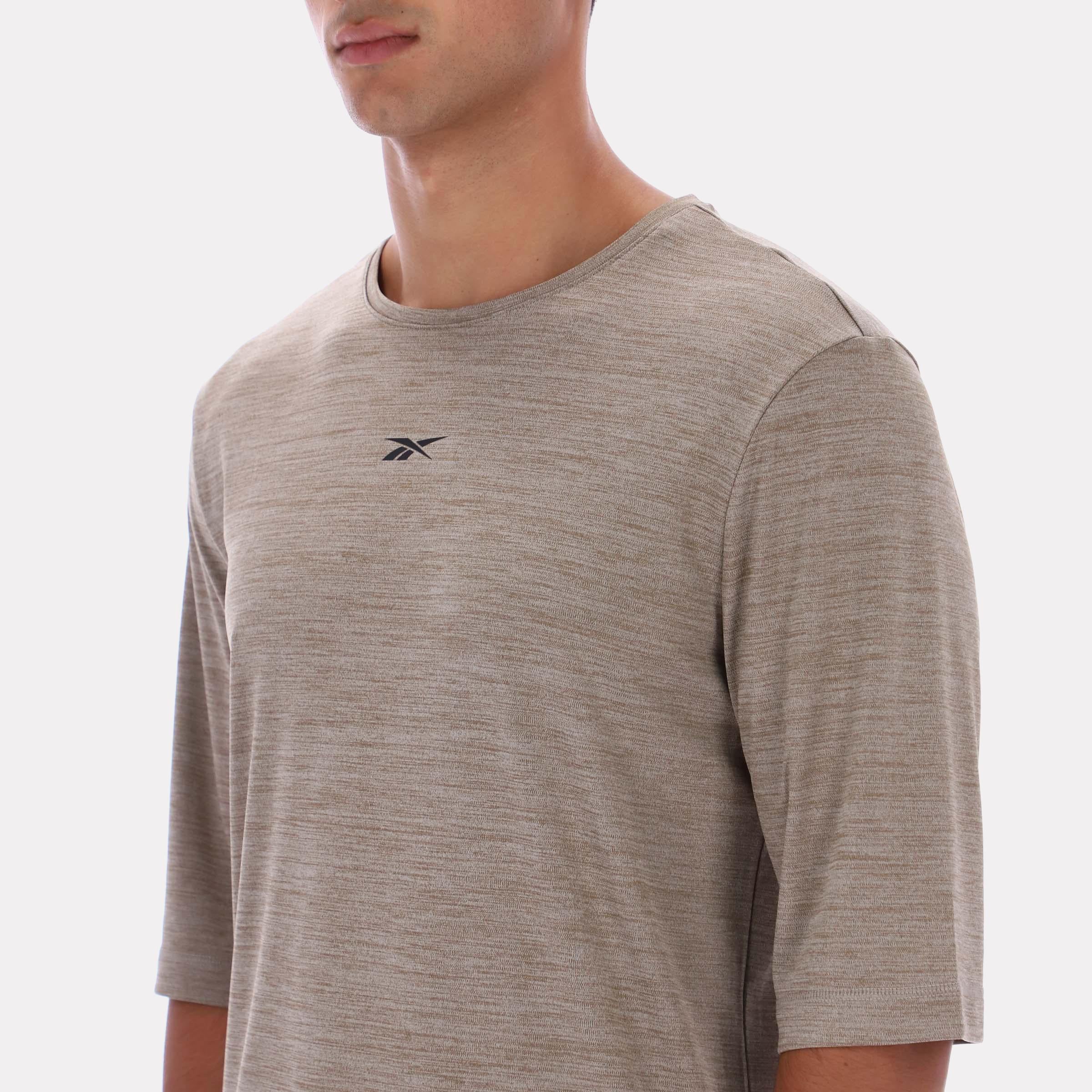 Reebok Apparel Men Relaxed Long Sleeve Yoga T-Shirt GRITTY GREY MARL - Image 4