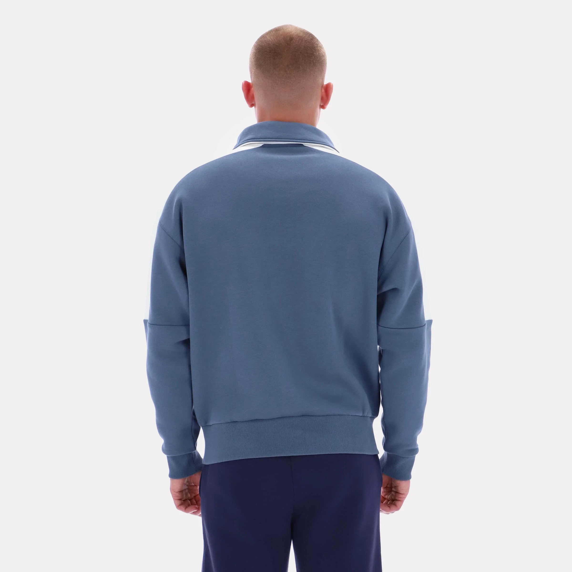 Reebok Apparel Men Retro Quarter-Zip Sweatshirt SHADOW/CHALK - Image 2