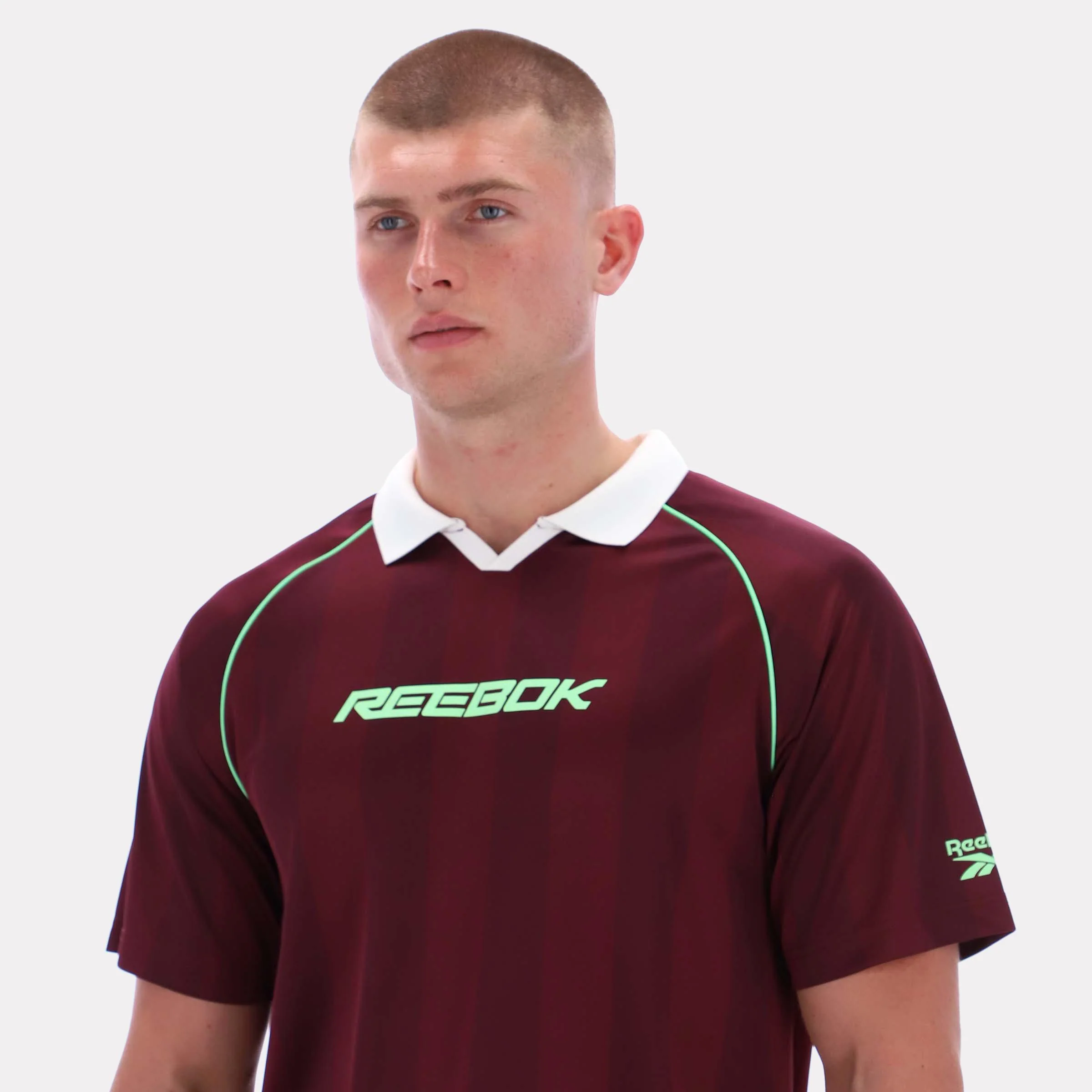 Reebok Apparel Men Retro Striped Polo Shirt BLACK CHERRY - Image 4