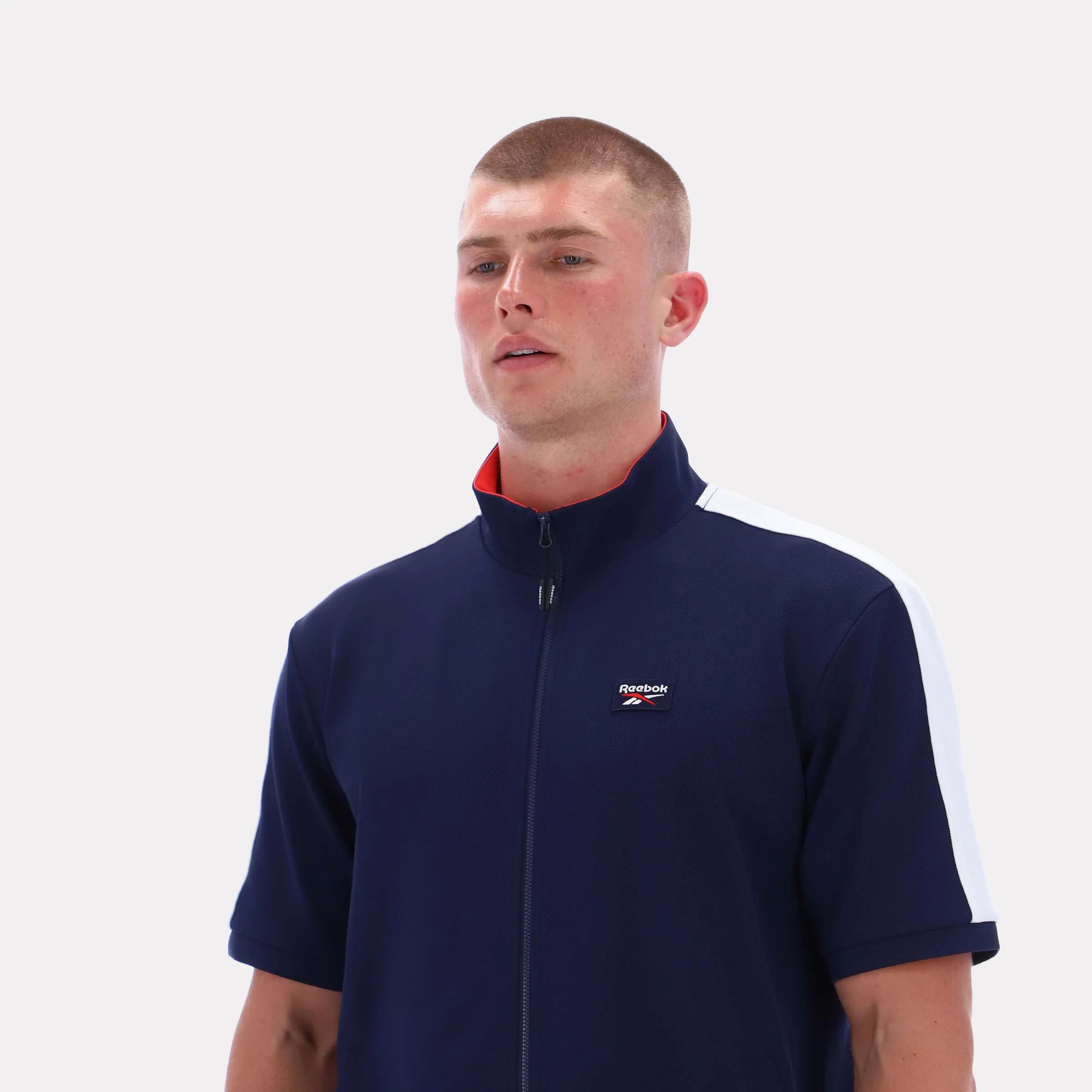 Reebok Apparel Men Short Sleeve Track Zip Shirt VECTOR NAVY - Image 3