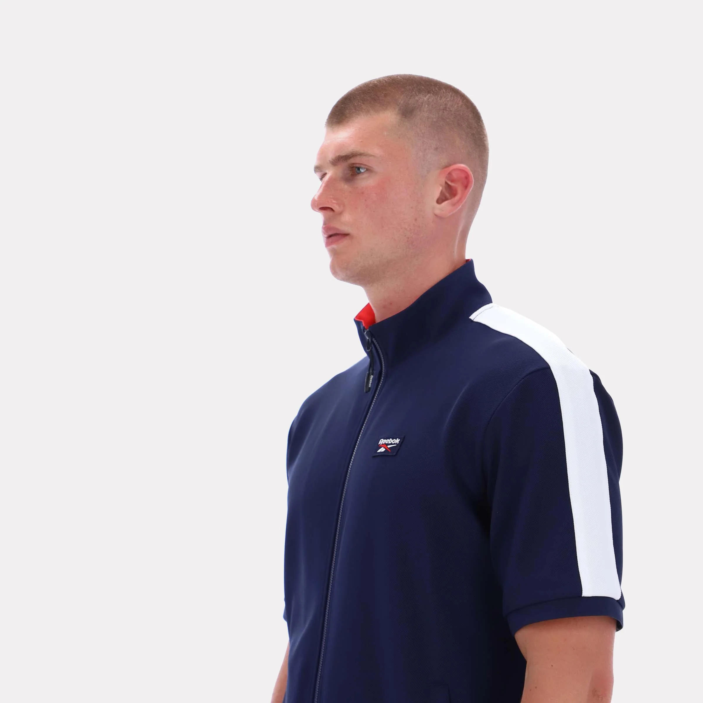 Reebok Apparel Men Short Sleeve Track Zip Shirt VECTOR NAVY - Image 4
