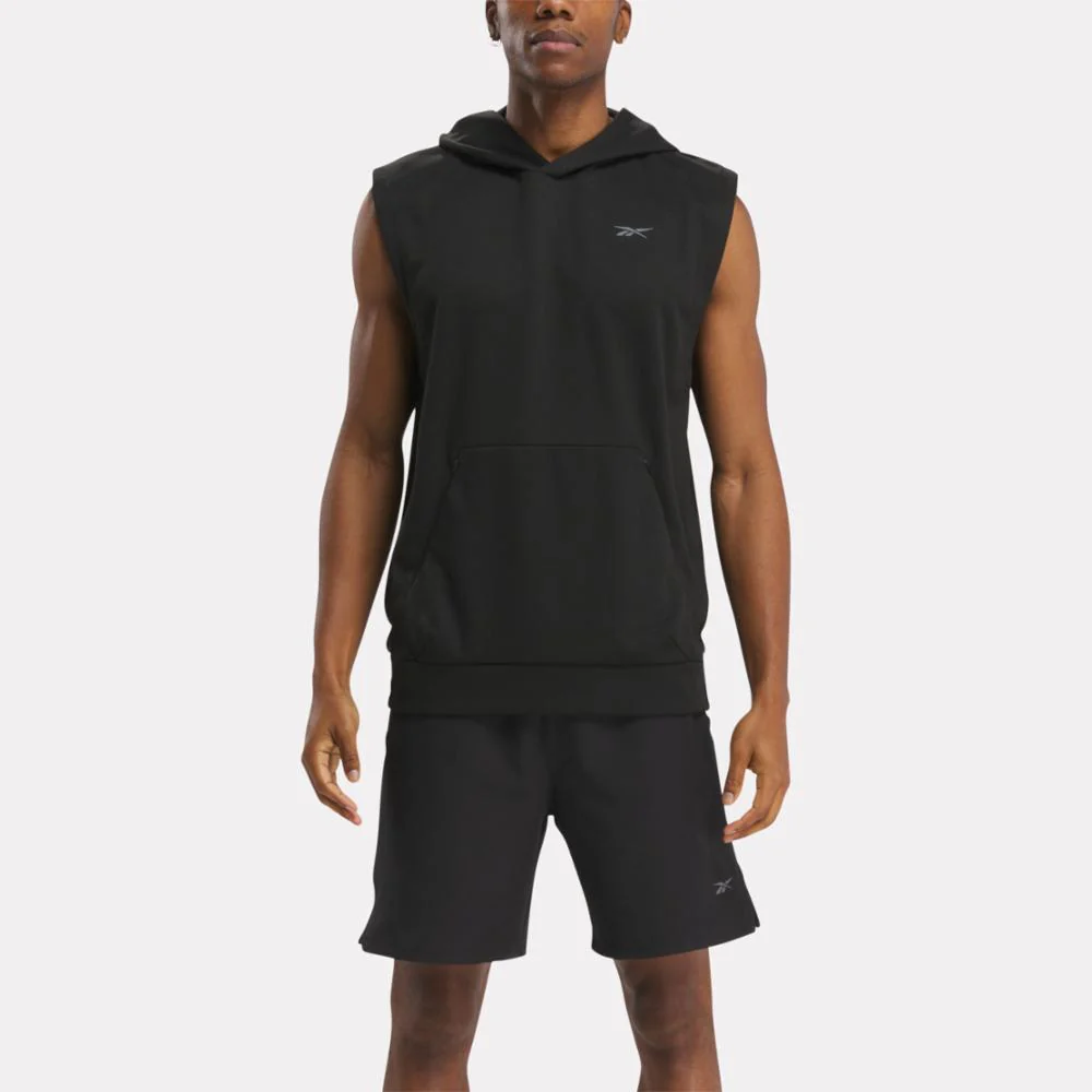 Reebok Apparel Men Strength Sleeveless Hoodie BLACK