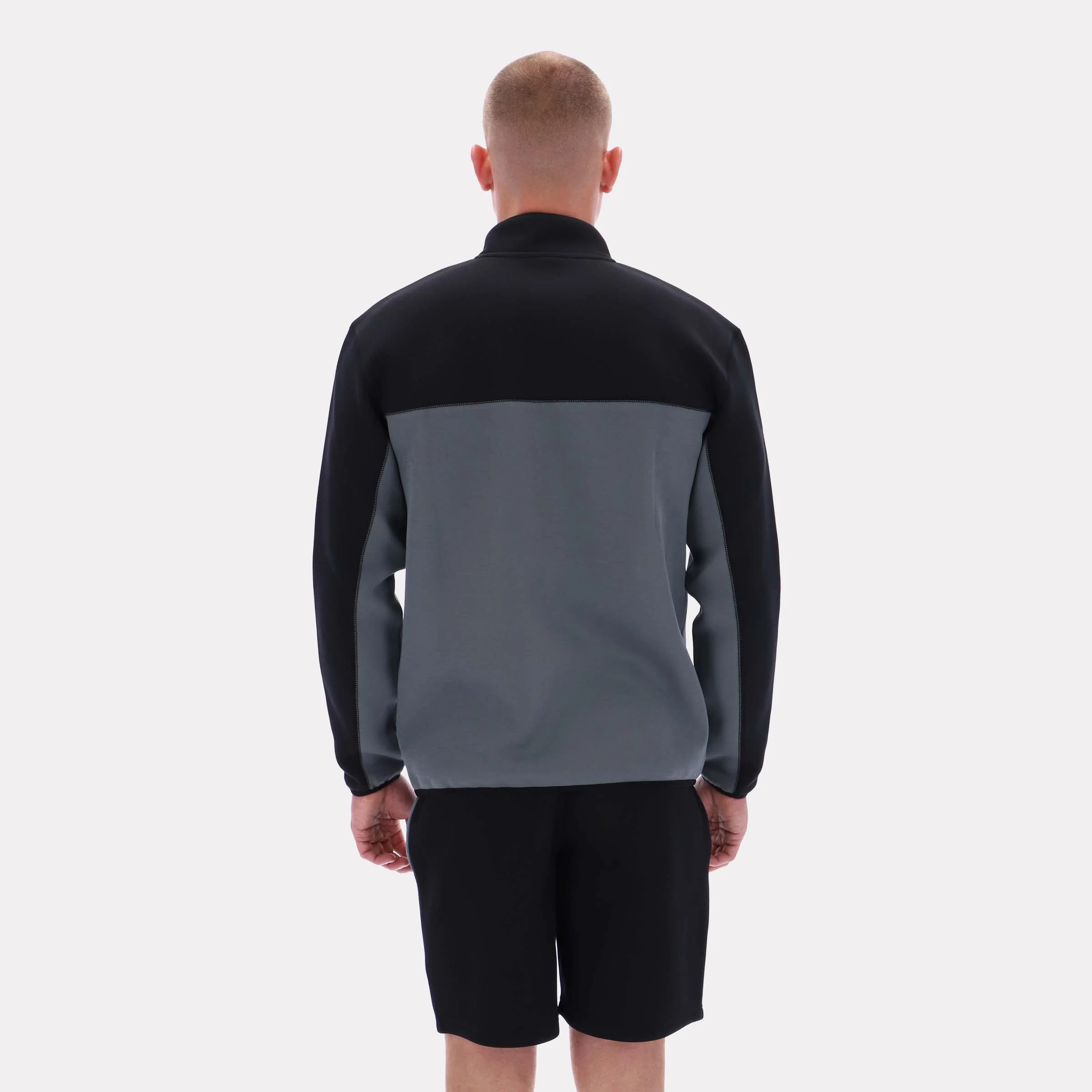 Reebok Apparel Men Studio Half-Zip Fleece GREY 5/BLACK - Image 2