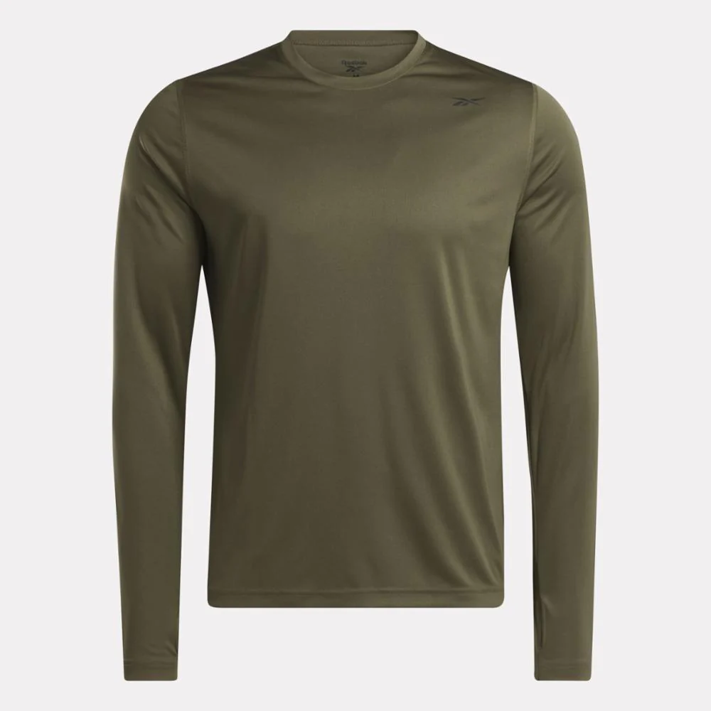 Reebok Apparel Men Training Long Sleeve Tech T-Shirt ARMY GREEN - Image 4