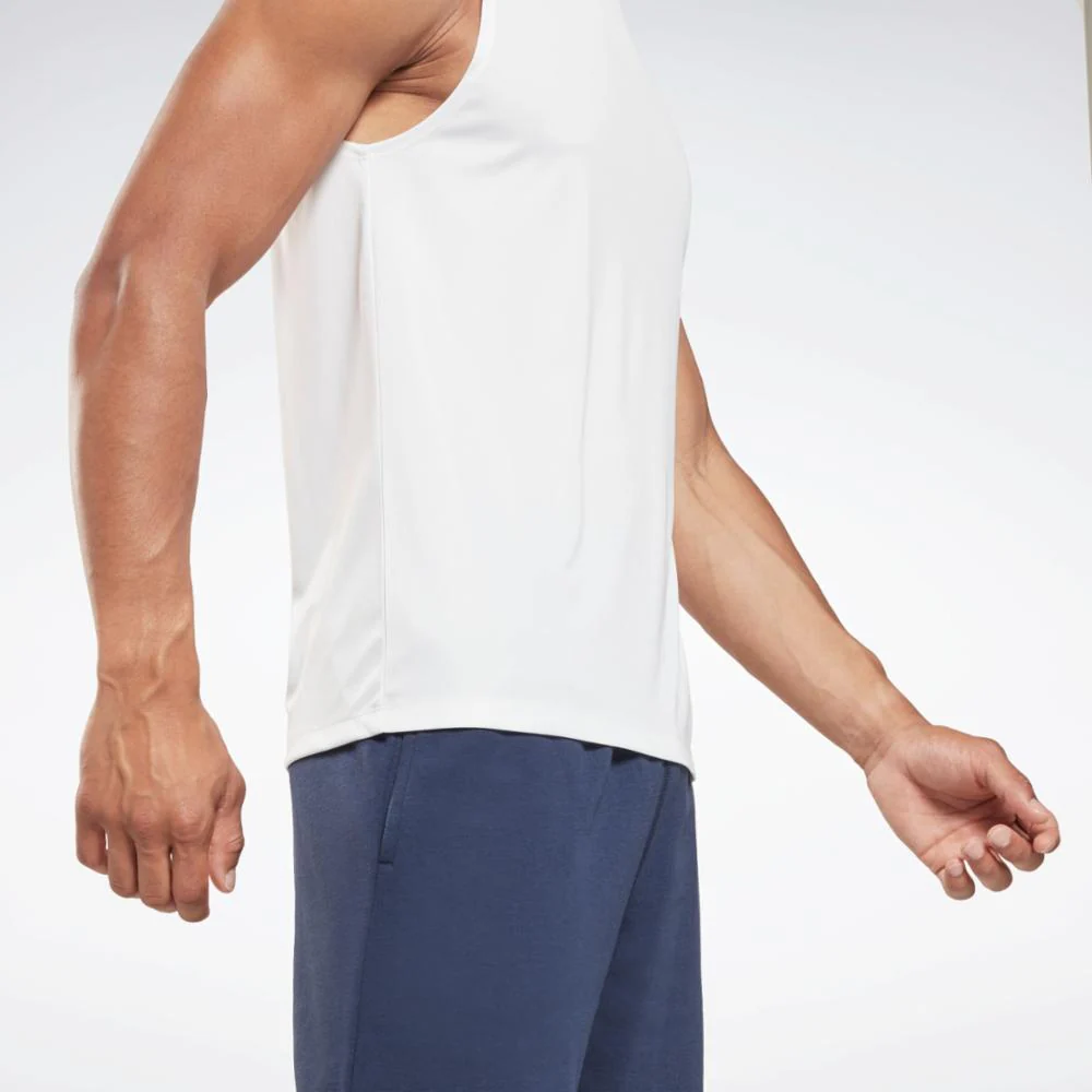 Reebok Apparel Men Training Sleeveless Tech T-Shirt WHITE - Image 5