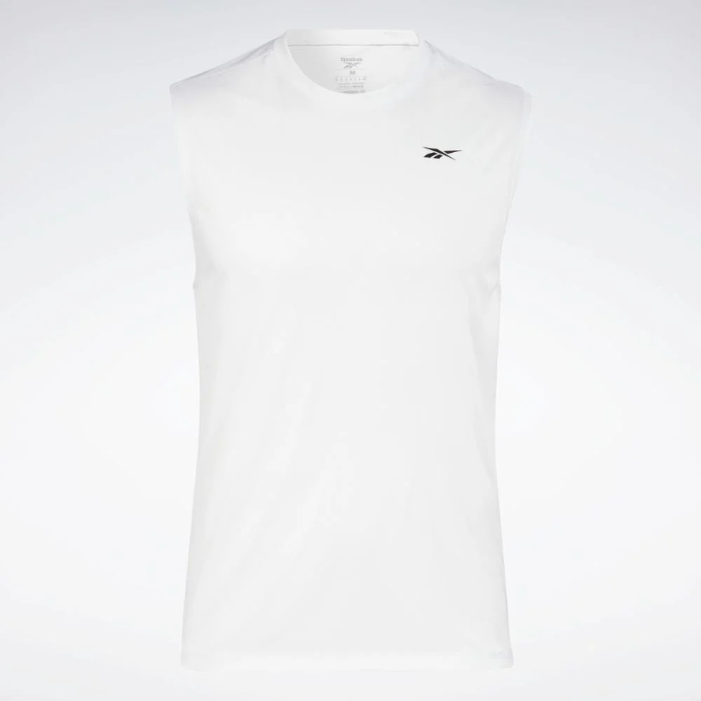 Reebok Apparel Men Training Sleeveless Tech T-Shirt WHITE - Image 6