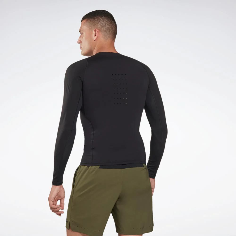 Reebok Apparel Men United By Fitness Compression Long Sleeve Shirt BLACK - Image 3