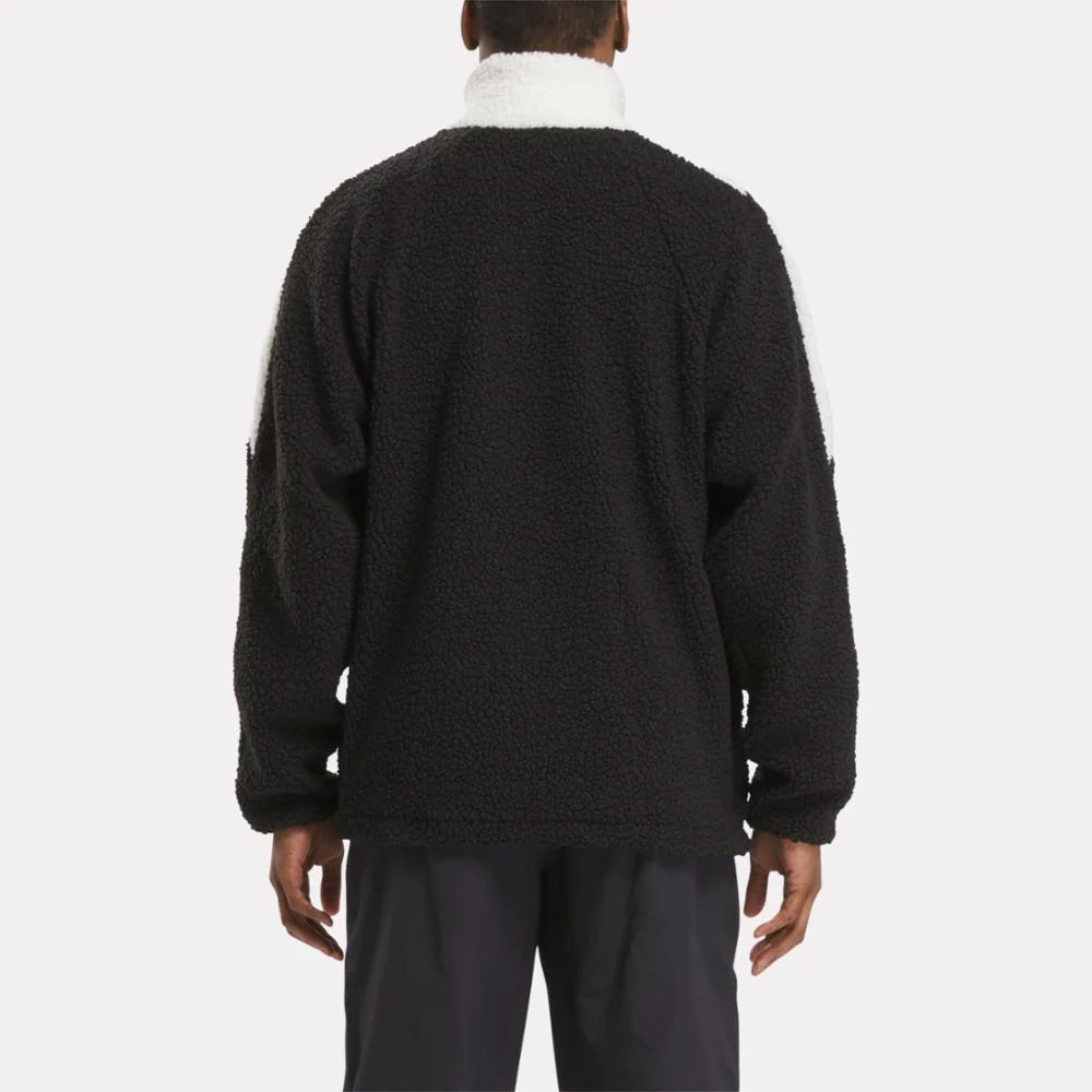 Reebok Apparel Men Vector Icon High-Pile Fleece Jacket BLACK - Image 3