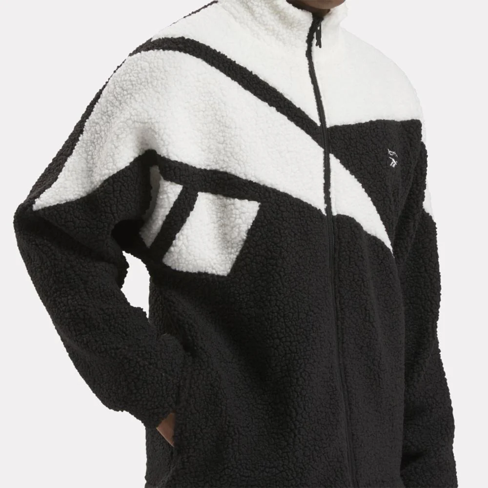 Reebok Apparel Men Vector Icon High-Pile Fleece Jacket BLACK - Image 5