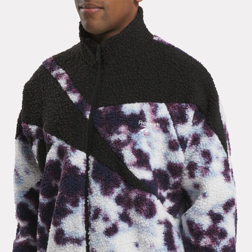 Reebok Apparel Men Vector Icon High-Pile Fleece Jacket BLACK/MIDNIGHT PLUM - Image 4