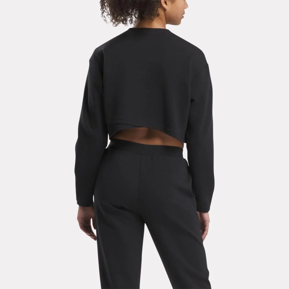 Reebok Apparel Women Active Collective DREAMBLEND Mid-Layer Sweatshirt BLACK - Image 3