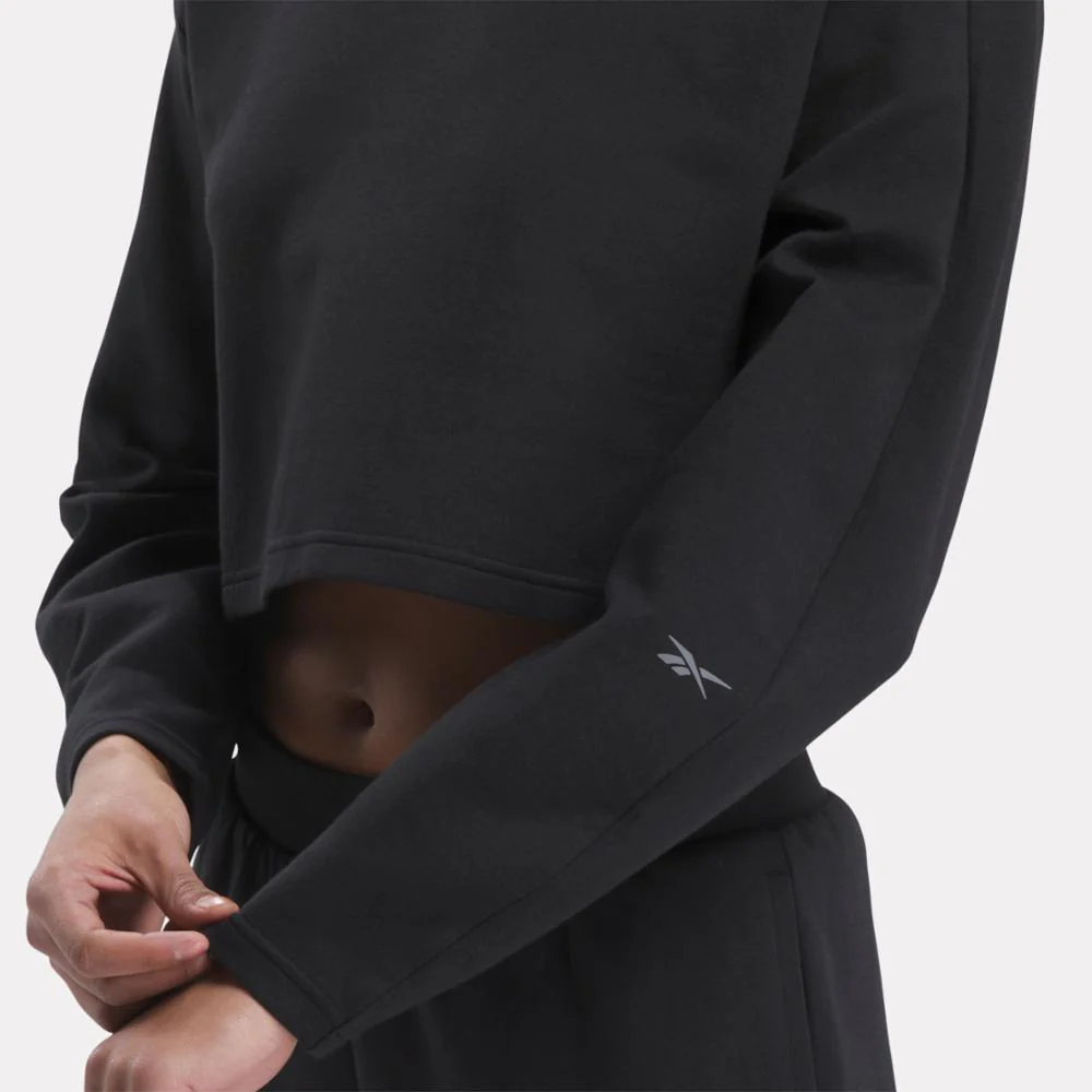 Reebok Apparel Women Active Collective DREAMBLEND Mid-Layer Sweatshirt BLACK - Image 4