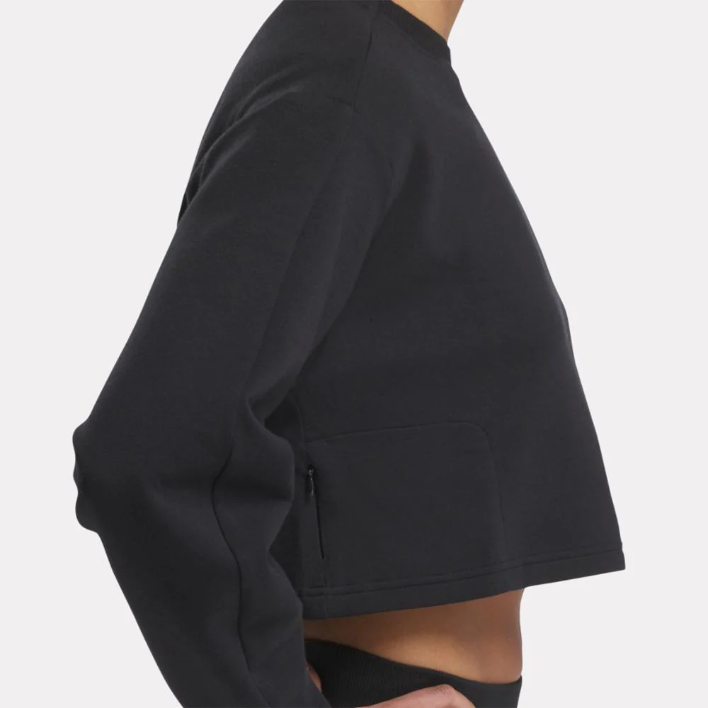 Reebok Apparel Women Active Collective DREAMBLEND Mid-Layer Sweatshirt BLACK - Image 5