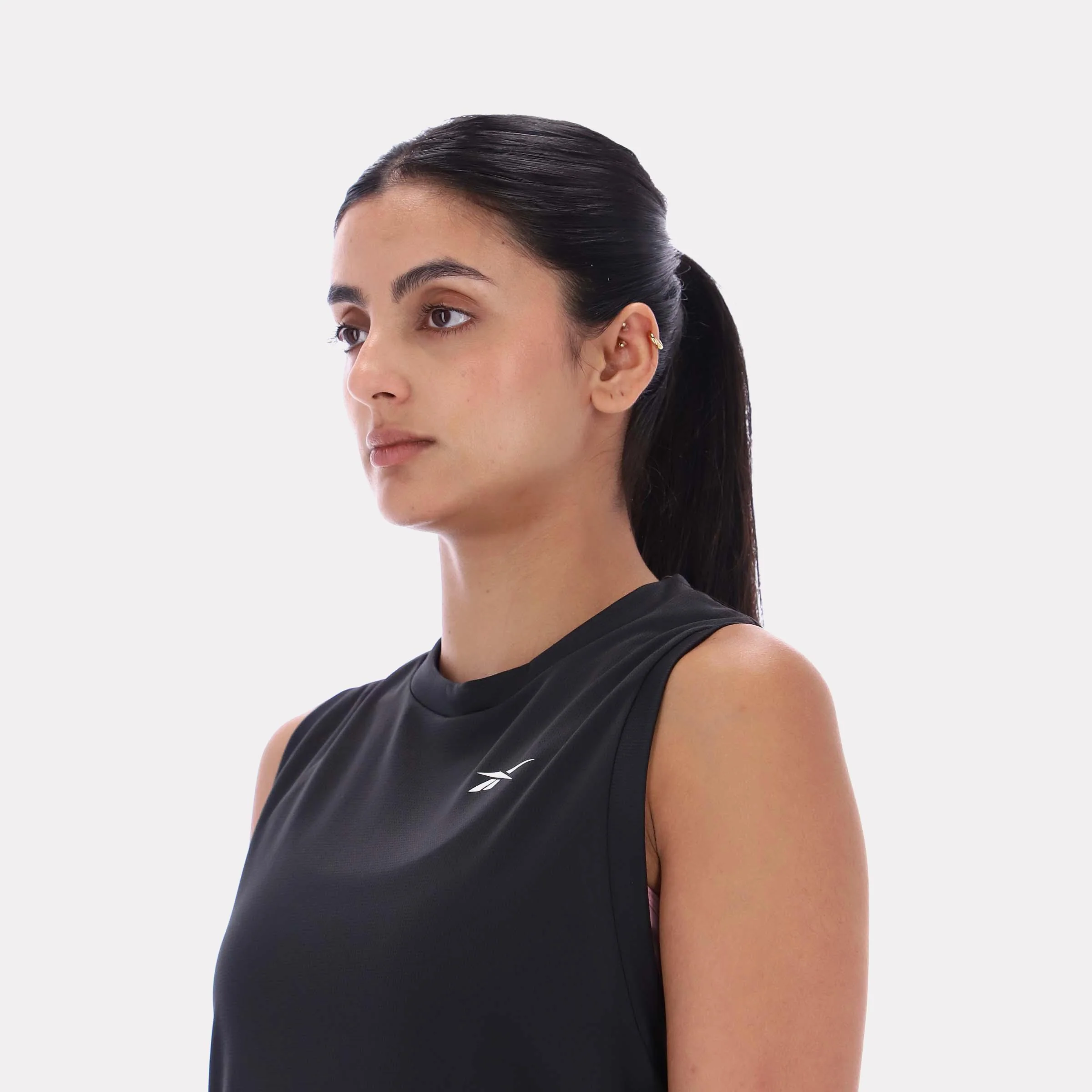 Reebok Apparel Women Basketball Ready Mesh Tank BLACK - Image 4