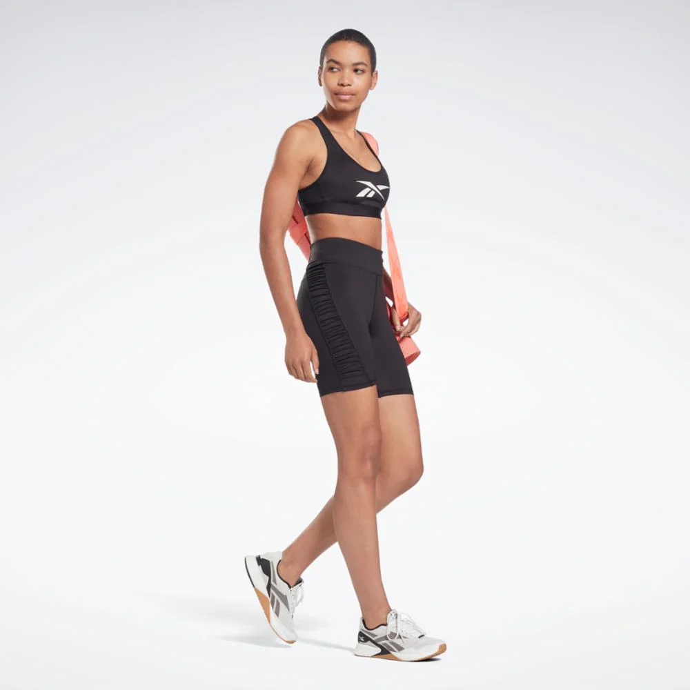 Reebok Apparel Women Bold High-Waisted Ruched Shorts BLACK - Image 2