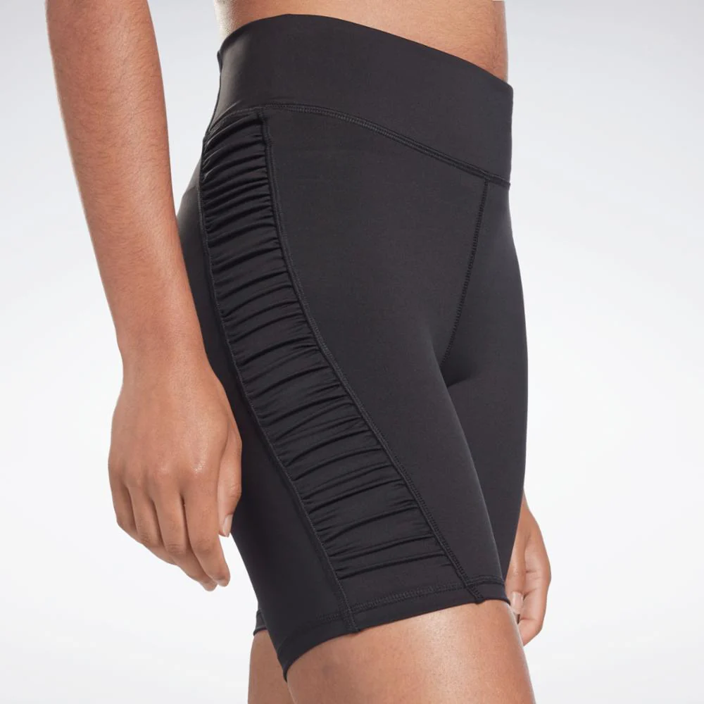 Reebok Apparel Women Bold High-Waisted Ruched Shorts BLACK - Image 4