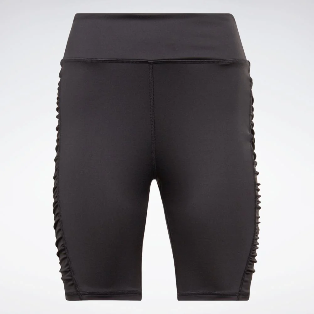 Reebok Apparel Women Bold High-Waisted Ruched Shorts BLACK - Image 6