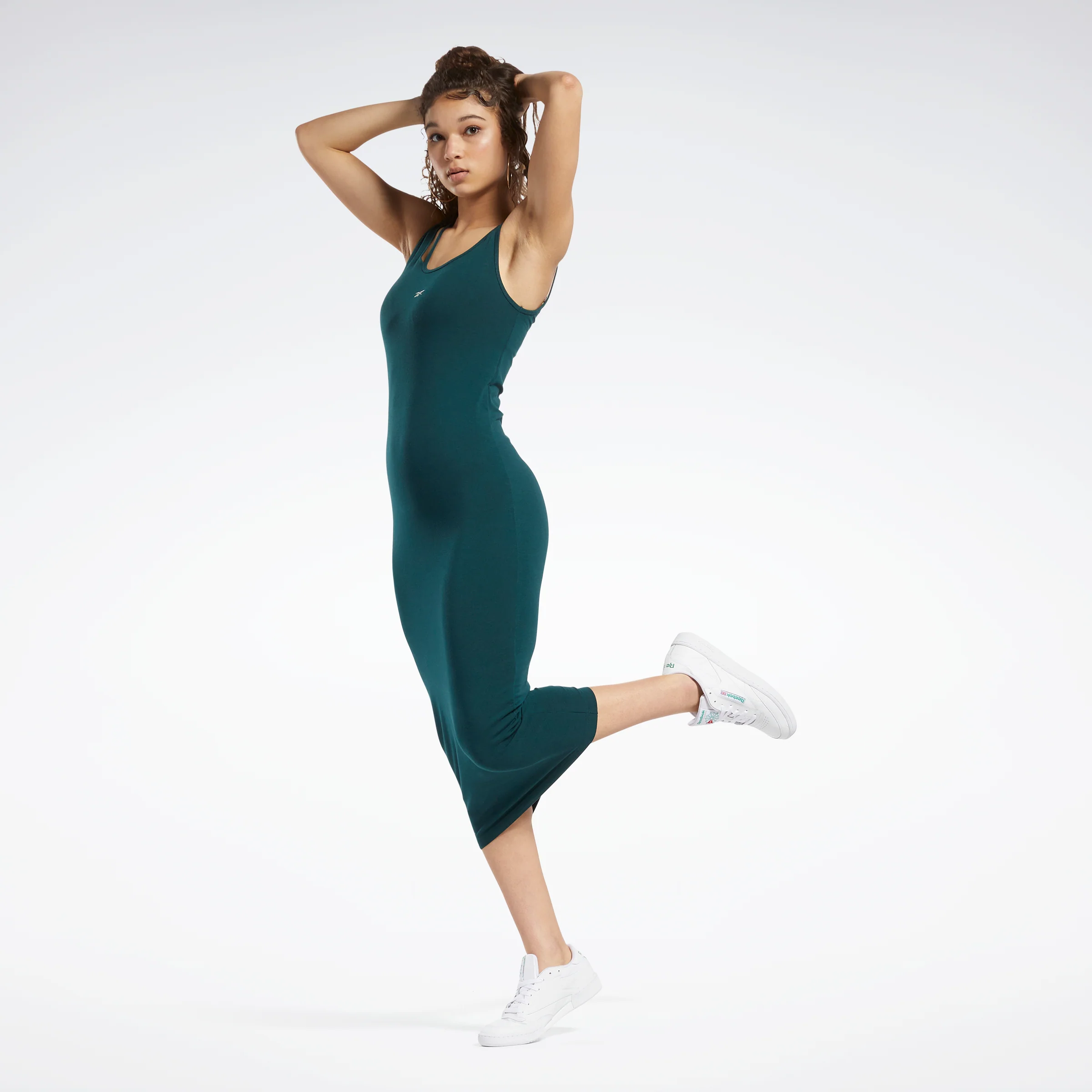 Reebok Apparel Women Classics Cotton Midi Dress Forgrn - Image 2